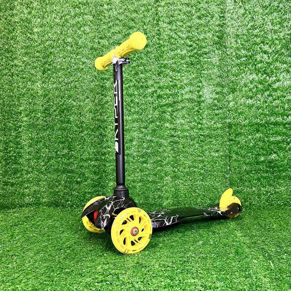 Самокат триколісний Skyper MINI колеса PU 120мм на 2-4 роки Жовто-чорний з принтом (112-70899) Чернигов - изображение 1