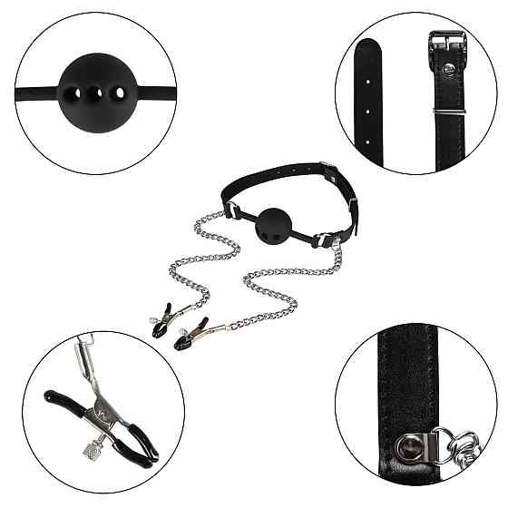 Набір БДСМ - Erospace Wild Play Mouth Gag With Nipple Clamps C15 Sex Aura Київ
