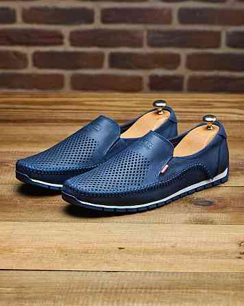 Літні шкіряні туфлі-макасини сині Харків