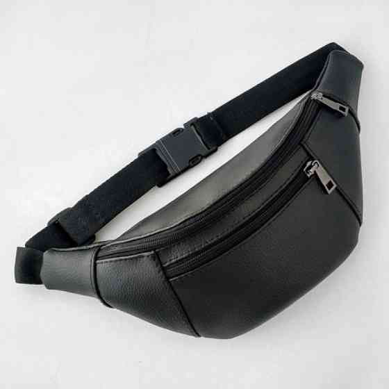 Сумка на пояс из эко-кожи, бананка (черная) Винница