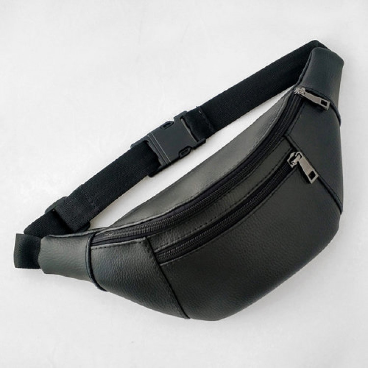 Сумка на пояс из эко-кожи, бананка (черная) Винница - изображение 1