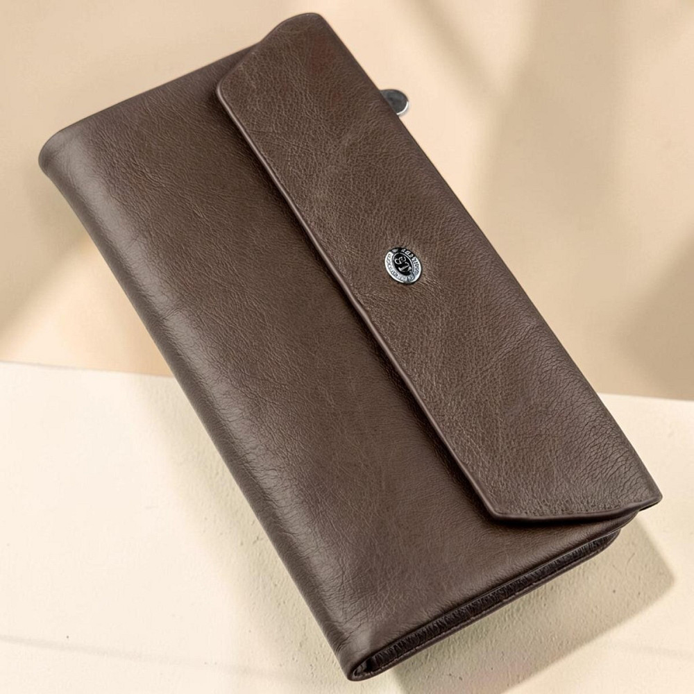 Жіночий шкіряний гаманець-клатч коричневий (ST Leather) Київ - фото 12