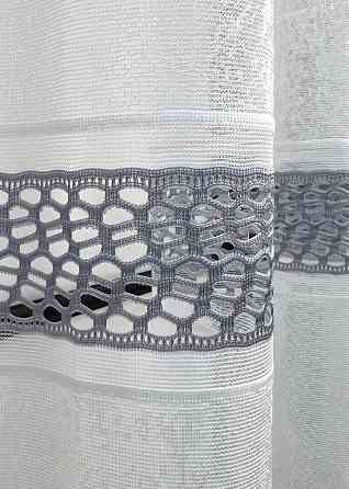 Короткий тюль жакард, висотою 2м, колір білий з сірим 1938т Київ