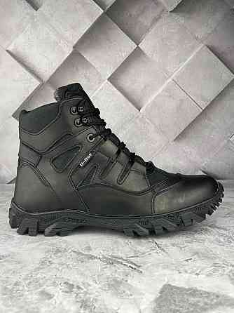 Тактичні чоловічі зимові черевики хихак чорного кольору прошиті та проклеєні військові черевики на хутрі WAR Львів
