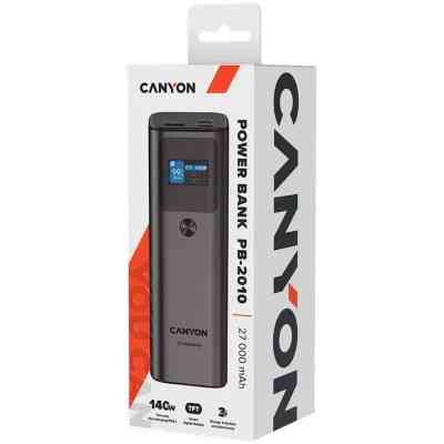 Батарея універсальна Canyon PB-2010 27000mAh PD/3.1/140Wh, in/out2xUSB-C PD/140W, outUSB-A/22.5W (CNE-CPB2010DG) Вінниця