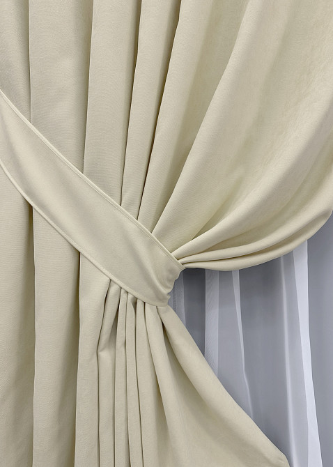 Комплект готовых штор VR-Textil Микровелюр SPARTA № 844ш Кремовый 150х270 см 2 шт (33-1033) Киев - изображение 5