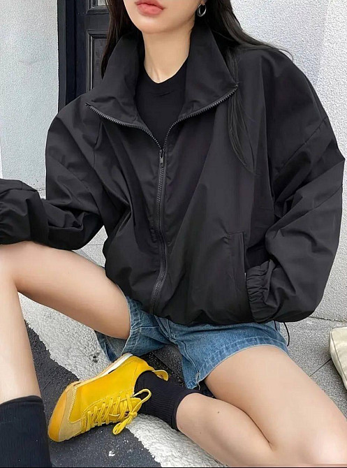 Женская повседневная оверсайз ветровка без капюшона плащевка Одесса - изображение 3