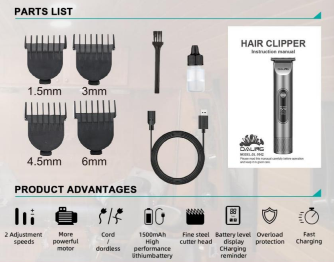 Машинка для стриження DALING DL-0042 Дніпро - фото 2