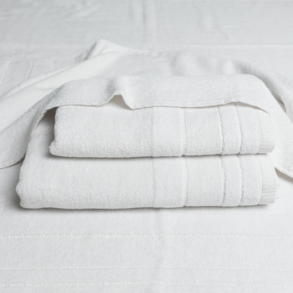 Рушник банний махровий з велюровим бордюром GM Textile 100х150см 500г/м2 (Білий) Суми - фото 3