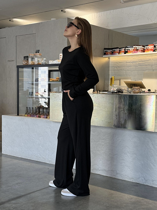 Жіночий костюм штани з лонгслівом рубчик Бежевий Харків - фото 8