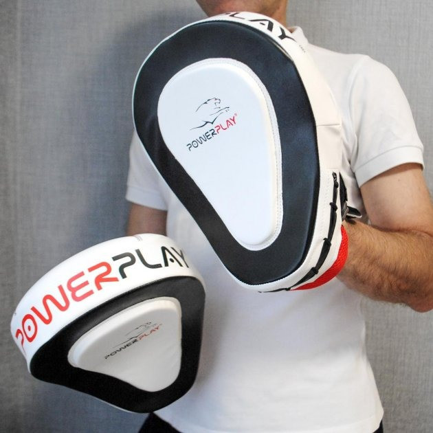 Лапы боксерские PowerPlay 3042 черно-белые PU [пара] Каменское - изображение 8