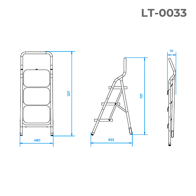 Драбина сталева, 3 сходини, 380×260 мм, висота: 1145 мм INTERTOOL LT-0033 Київ - фото 7