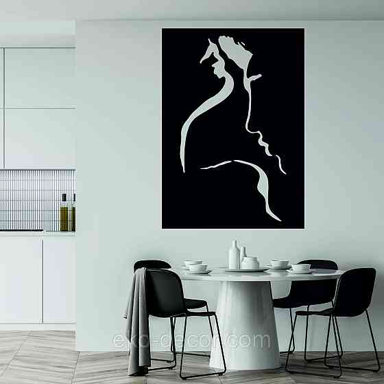 Декоративное настенное Панно «Силуэт пары», Декор на стену 70*49 см, Черный Киев