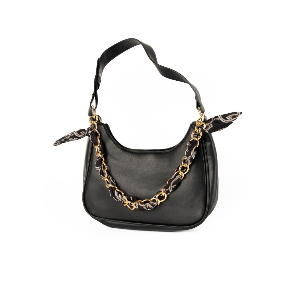 Сумка женская из искусственной кожи, сумочка с ручкой-цепочкой и ленточкой, Черный Каменец-Подольский - изображение 2