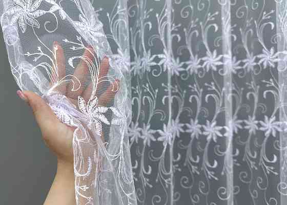 Тюль фатин з вишивкою колір холодний білий 1729т Київ