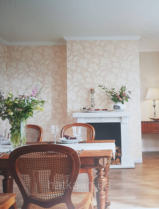 Шпалери вінілові на флізеліні Rasch Trianon Xlll 0.53х10 класика під текстиль гобелен квіти листя кремові Київ - фото 1