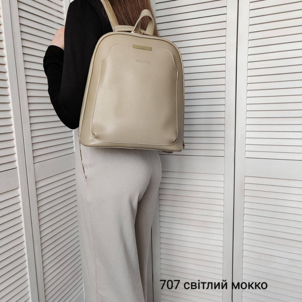 Брендовый женский рюкзак-сумка. Женский маленький брендовый рюкзак-сумка. Цвет светлый Мокко 707 Киев - изображение 9