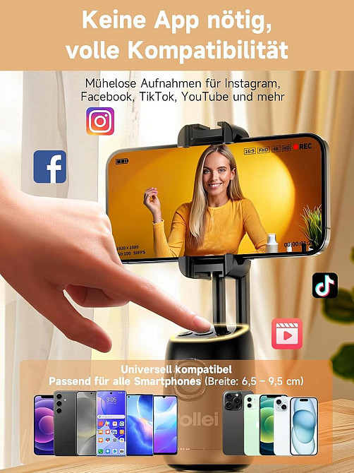 Штатив Rollei Easy Creator 23158 чорний настільний для смартфона AI Tracking 360° автоматичне відстеження обличчя вбудована Київ - фото 7