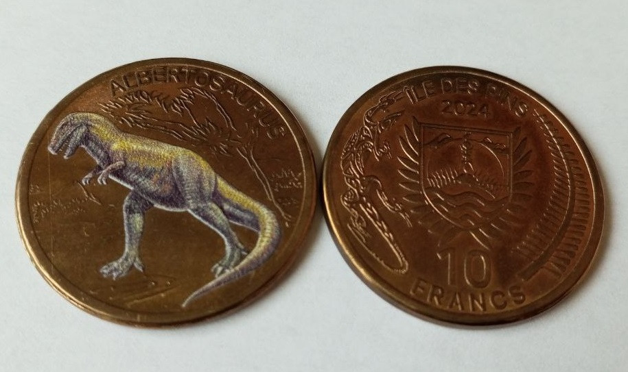 Острів Дес Пінс 10 франків 2024 динозавр АЛЬБЕРТОЗАВР Полтава - изображение 1