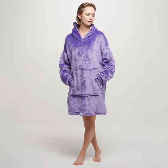 Плед толстовка с капюшоном (100х80см) HUGGLE HOODIE, Фиолетовый / Плед-худи / Оверсайз толстовка плед с капюшоном Киев