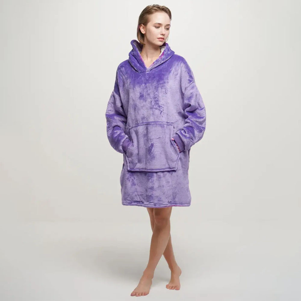 Плед толстовка с капюшоном (100х80см) HUGGLE HOODIE, Фиолетовый / Плед-худи / Оверсайз толстовка плед с капюшоном Киев - изображение 2