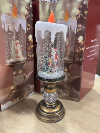 Hengda Дед Мороз Декоративная новогодняя LED свеча со снегом, 25см, от батареек и USB Київ