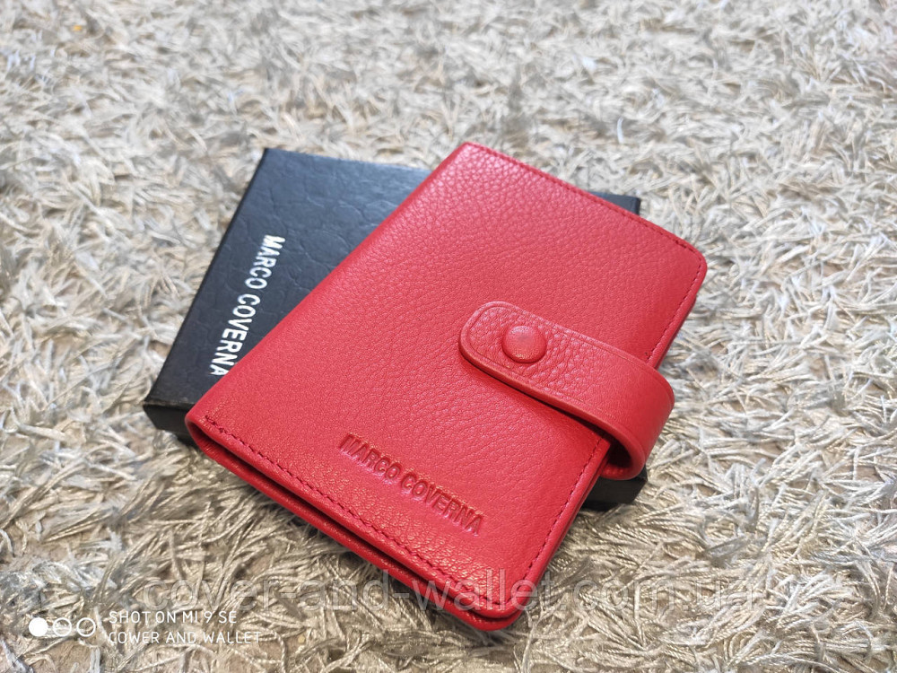 Маленький кожаный кошелёк красного цвета на много карточек Marco Coverna Киев - изображение 7