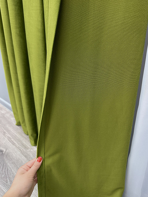 Комплект готових штор VR-Textil Оксамит (бархат) Оливковий 150х290 см 2 шт (39-0137) Київ - фото 7