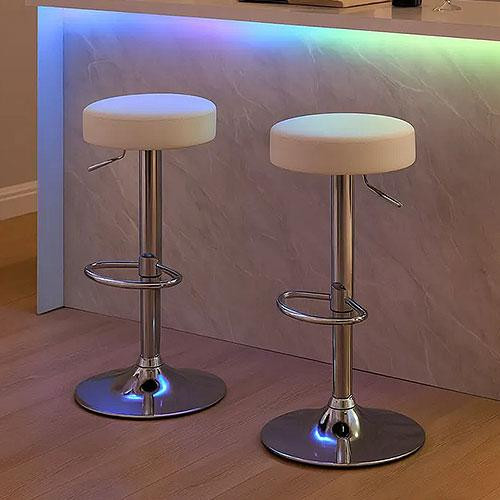 Комплект барних стільців Costway Loreto з круглим сидінням білий Київ - фото 1