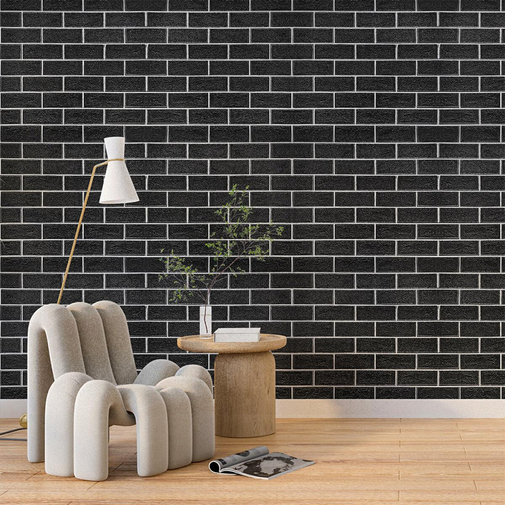 Панель стеновая 700х700х5мм Чёрный кирпич с белым SW-00001503 Днепр - изображение 5