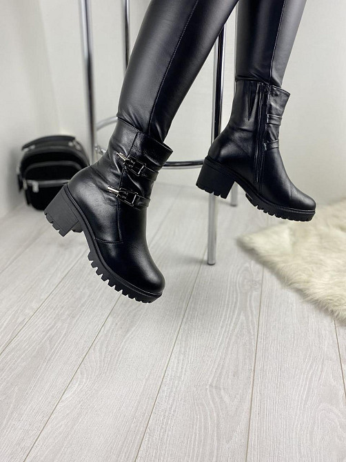 Черевики жіночі ARLETT чорні натуральна шкіра з хутром висота 14 см (Б321) Коломия - фото 2