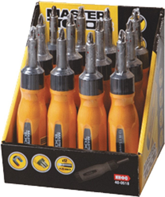MASTERTOOL Викрутка MASTERTOOL з реверсом 12-в-1 PH1-2-3/PZ1-2-3/SL4-5-6/T15-20-25 25 мм магніт Коломия - фото 2