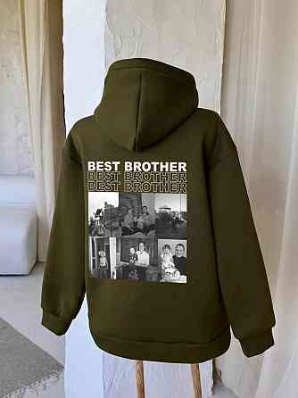 Худі для брата з власними фото та написом Best Brother, персоналізований подарунок M, Чорний Чернівці