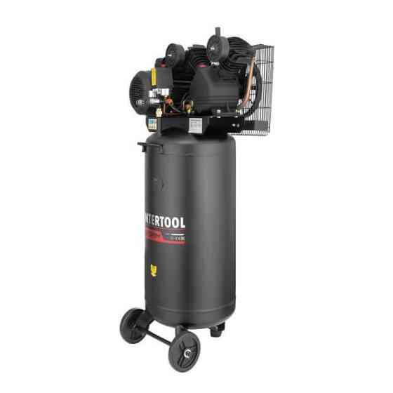 Компресор, 100 л, вертикальний, 3,0 кВт, 220 В, 10 атм, 500 л/хв, 2 циліндри, 83 дБ INTERTOOL PT-0017 Киев