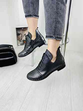 Жіночі черевики нікель з натуральної шкіри-сатин демісезонні весна-осінь р. 38, 39 (БТ/02) / Ст Коломия