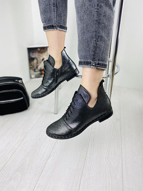 Жіночі черевики нікель з натуральної шкіри-сатин демісезонні весна-осінь р. 38, 39 (БТ/02) / Ст Коломия - фото 2