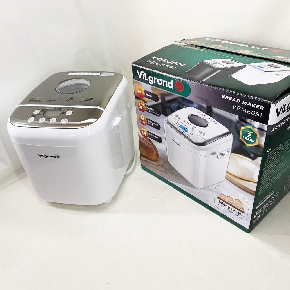 Настільна хлібопічка для дому ViLgrand VBM6091 600 Вт, 19 програм, Хлібопічка з РК-дисплеєм AJ-15 Київ - фото 10