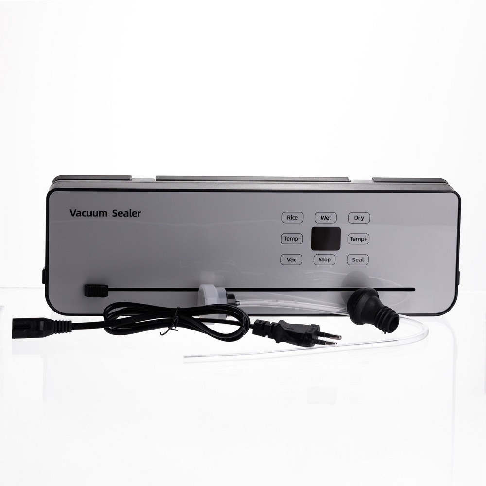 Вакууматор побутовий сенсорний для сухих і вологих продуктів 120 Вт із вбудованим різаком пакувальник вакуумний Сріблястий Київ - фото 4