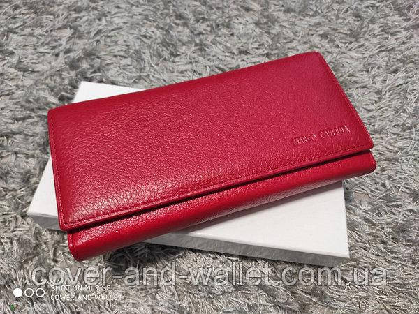 Великий жіночий гаманець з натуральної шкіри червоного кольору Marco Coverna Київ - фото 2