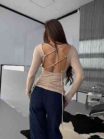 Жіноча романтична кофта з відкритою спиною з віскози Бежевий, 42/44 Одеса