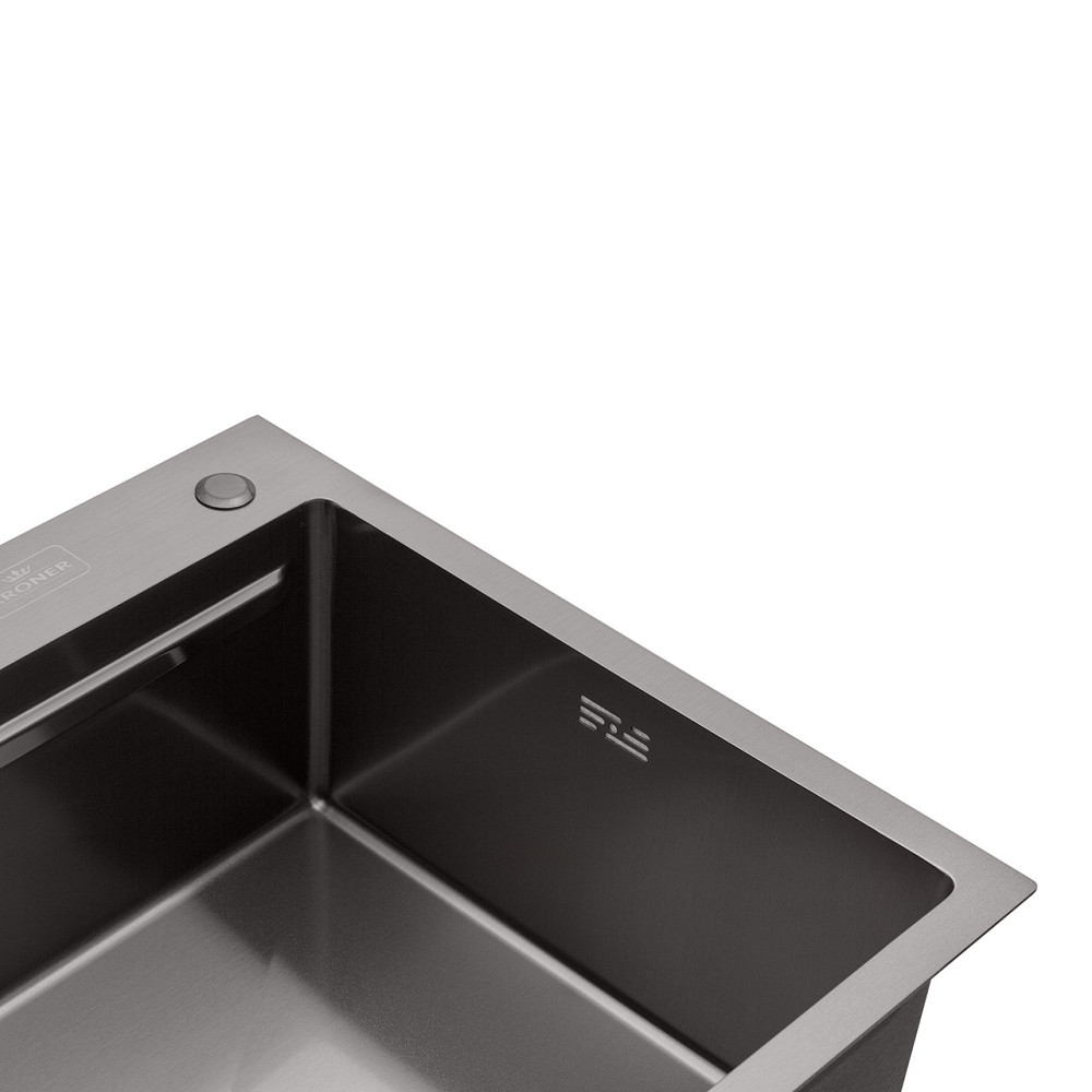 Кухонная мойка с нержавеющей стали Kroner KRP Schwarze - 63х50 HM PVD (3/1 мм) черная Киев - изображение 6