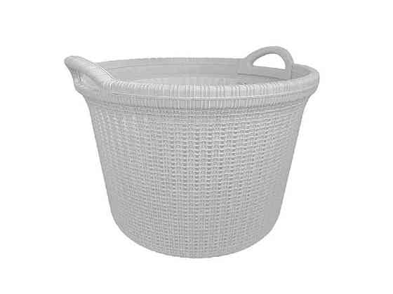 Корзина для белья 32л 47x34,5см, Белая без крышки, с ручками, круглая, ВЯЗКА LA-535с ТМ IRAK PLASTIK Киев
