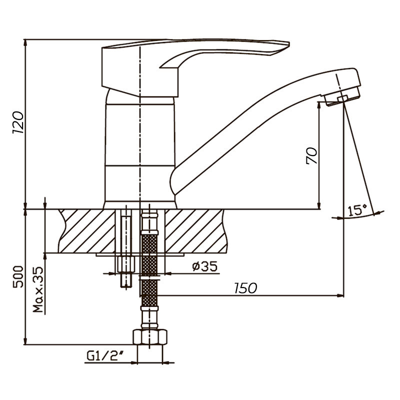 Коричневый смеситель Haiba Hansberg 004 с изливом 15 см для умывальника (HB0186) Харьков - изображение 2