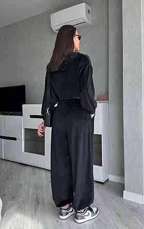 Жіночий стильний костюм з турецького королівського велюру Чорний, 42/44 Одеса