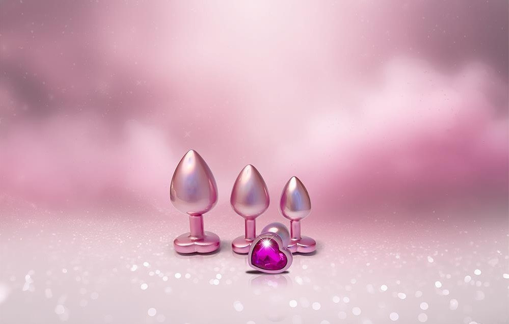 Анальна пробка рожева Dream Toys Gleaming Love з декоративним каменем у вигляді серця, S Sex Aura Київ - фото 4