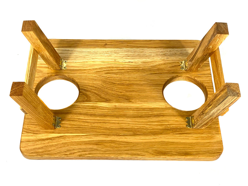 Дерев'яний піднос на ніжках з місцем для келихів та 5 заглибок для закусок, 38*28*14 см, дерево Черешня Кам'янець-Подільський - фото 4