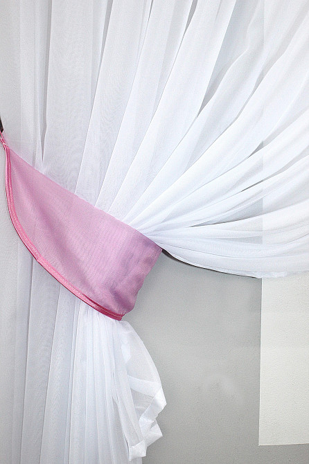 Кухонный комплект VR-Textil № 062к шторка с ламбрекеном розовый с белым 200х170 см (50-862) Киев - изображение 3