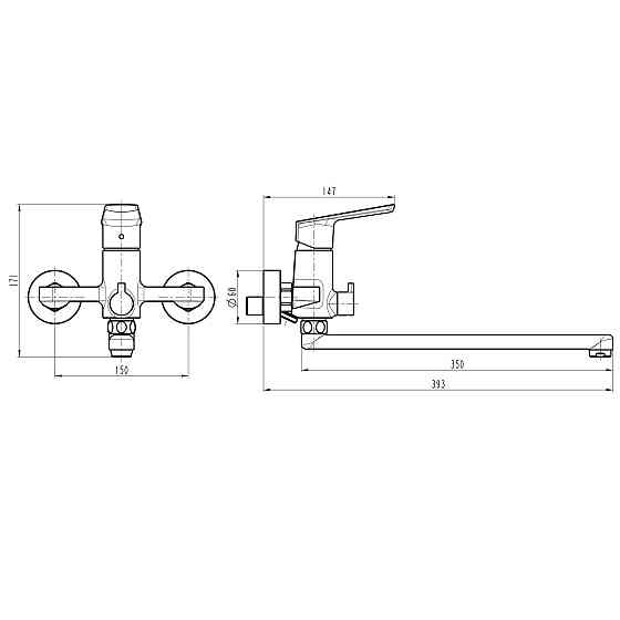 Змішувач для ванни TOPAZ LEXI TL21208A-H57-BL Тернопіль