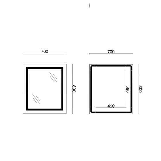 Дзеркало Lidz Kubis 700х800 з LED-підсвіткою Touch, з антизапотіванням, з диммером, рег. яскравості LD78LF9048070 Київ