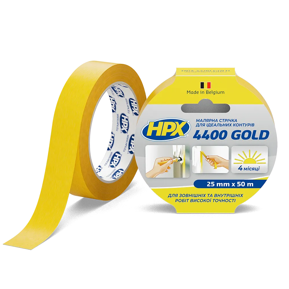 Маскуюча малярська стрічка HPX 4400 для зовнішнього застосування і чітких контурів 24 мм*50 м помаранчева (FP2550) Киев - изображение 1